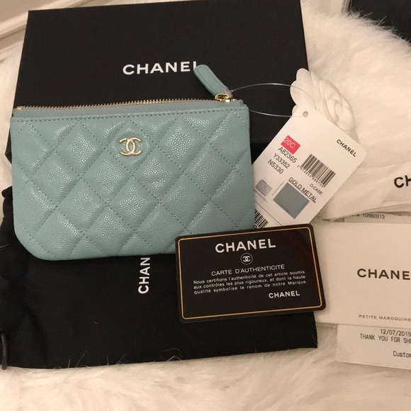 CHANEL Accessories - NEW 💯Auth CHANEL small O-case Blue pouch case